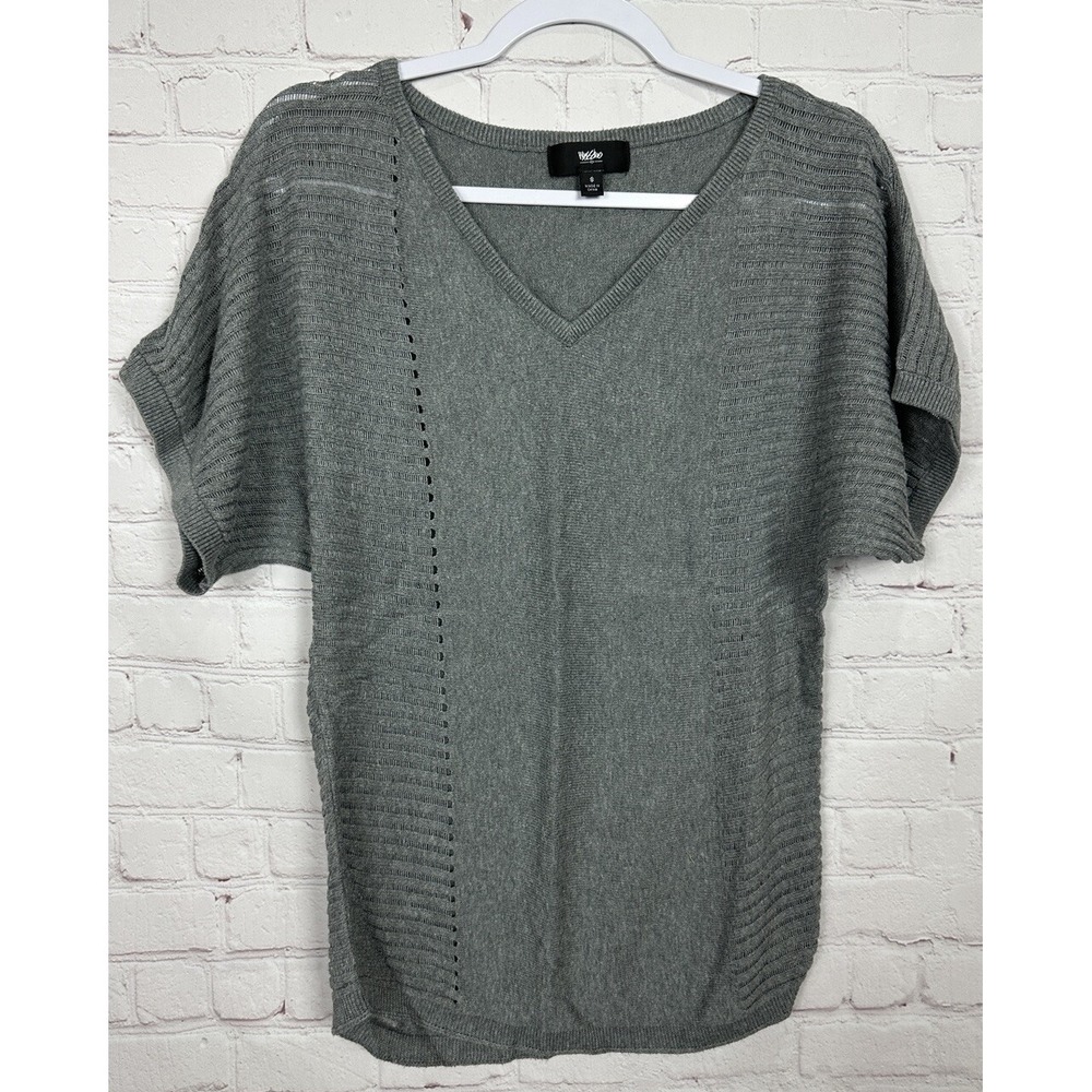Mossimo gray short sleeve lightweight sheer sides rayon blend sweater sz S GUC